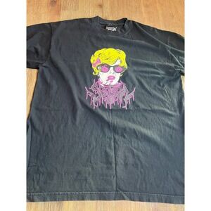 Section 8 Black Graphic T-Shirt Mens Large 8 Ball Sleeve Patch Streetwear Tee